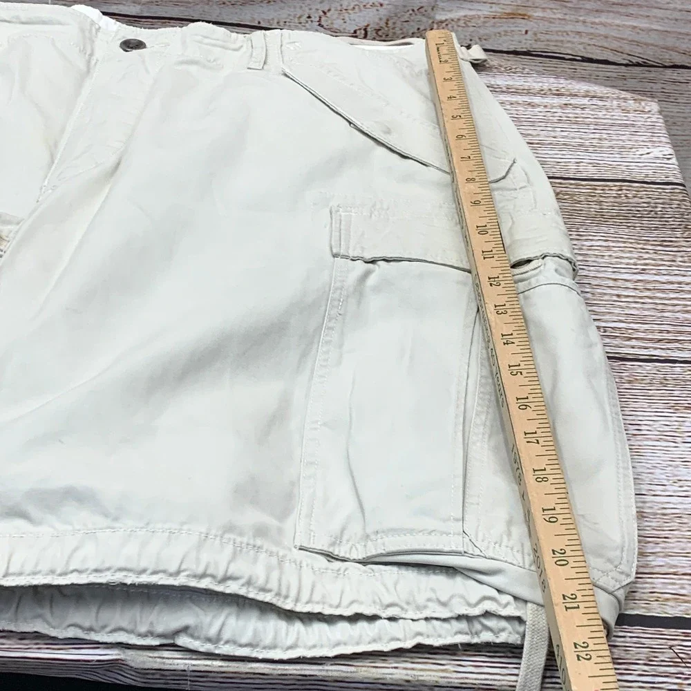 Polo Ralph Lauren Cargo Shorts Mens Waist 40 Beige Cotton Drawstring Hem Utility